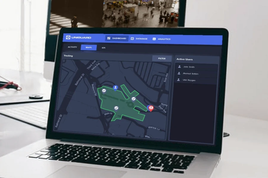 Laptop showing UniGuardX map